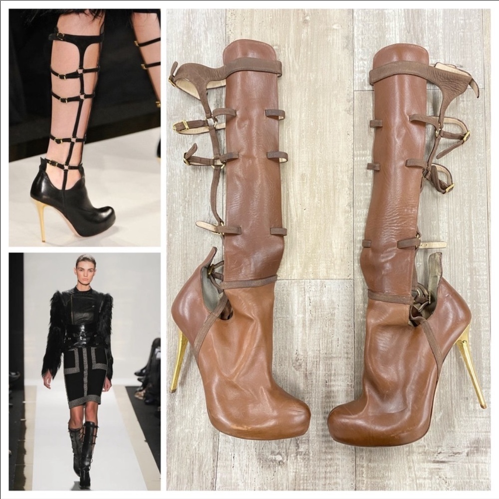 $2000 Herve Leger Runway Gladiator Boots